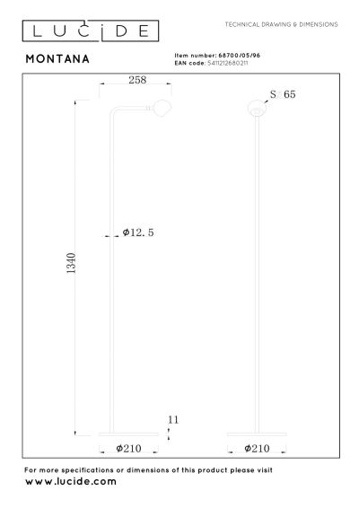 Lucide MONTANA - Floor lamp - LED Dim. - 1x6,3W 2700K - Coffee - Premium